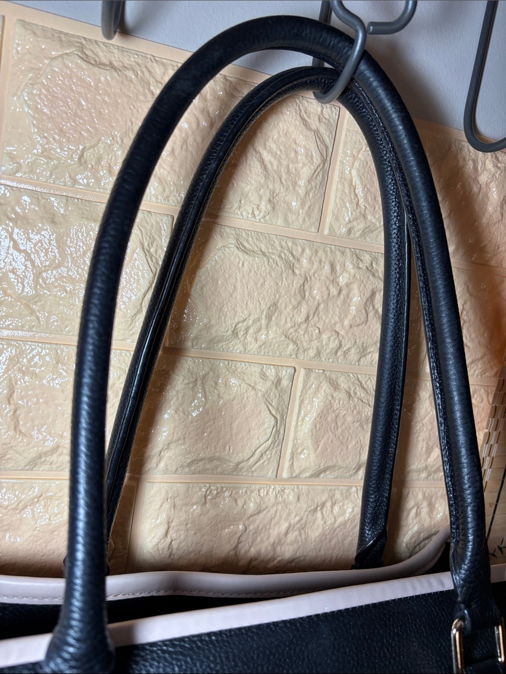 Kate Spade Leather Tote Bag Black w Cream Padded Center Zip wWristlet and Wallet - Picture 7 of 17